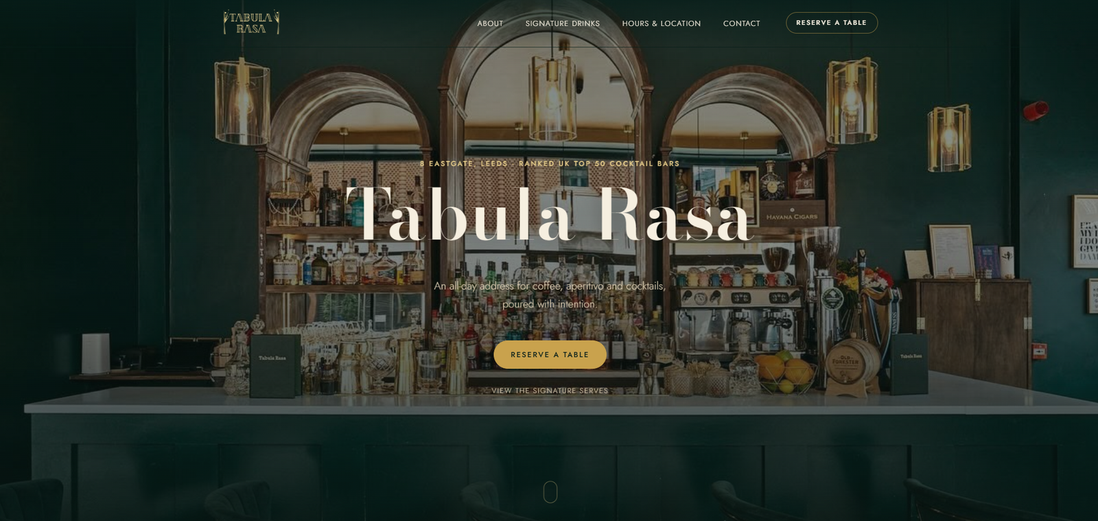 Tabula Rasa homepage, viewed on desktop